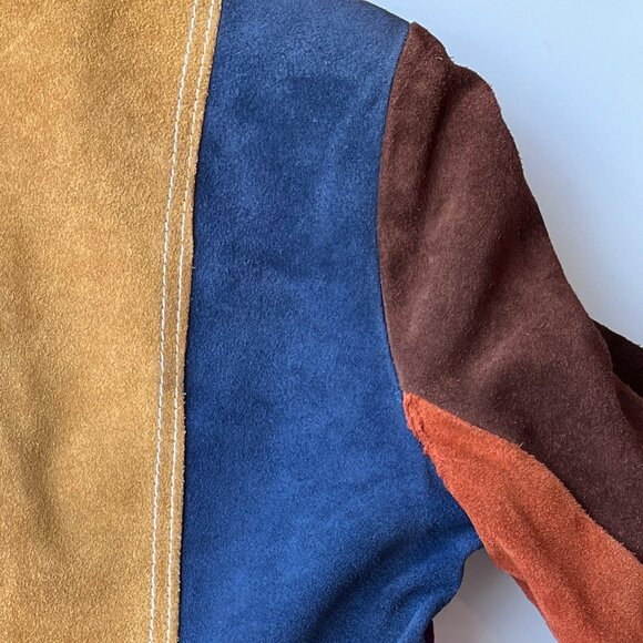 $800 Firm! VINTAGE 70s Patchwork Suede Jacket Boho Funky - Picture 14 of 16